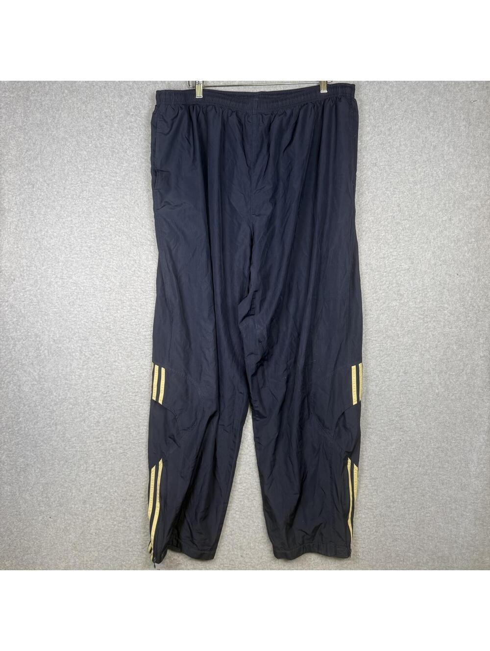 Adidas Men's Size 2XL XXL Blue Gold Striped Windbreaker Style Pants Track